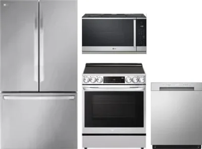 4 Piece Package Includes Refrigerator, Range, Microwave And Dishwasher
