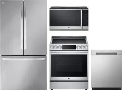 4 Piece Package Includes Refrigerator, Range, Microwave And Dishwasher