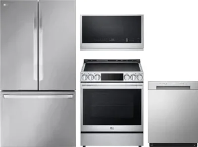 4 Piece Package Includes Refrigerator, Range, Microwave And Dishwasher