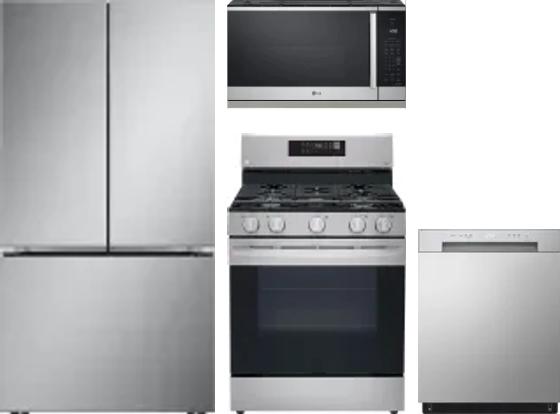 4 Piece Package Includes Refrigerator, Range, Microwave And Dishwasher