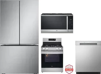 4 Piece Package Includes Refrigerator, Range, Microwave And Dishwasher