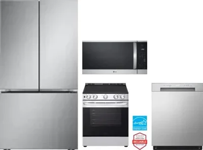 4 Piece Package Includes Refrigerator, Range, Microwave And Dishwasher