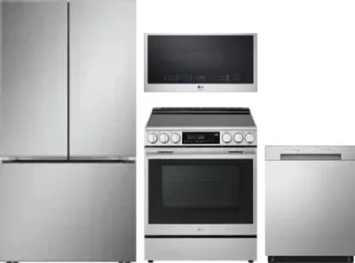 4 Piece Package Includes Refrigerator, Range, Microwave And Dishwasher