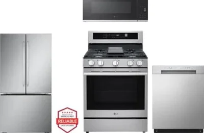 4 Piece Package Includes Refrigerator, Range, Microwave And Dishwasher