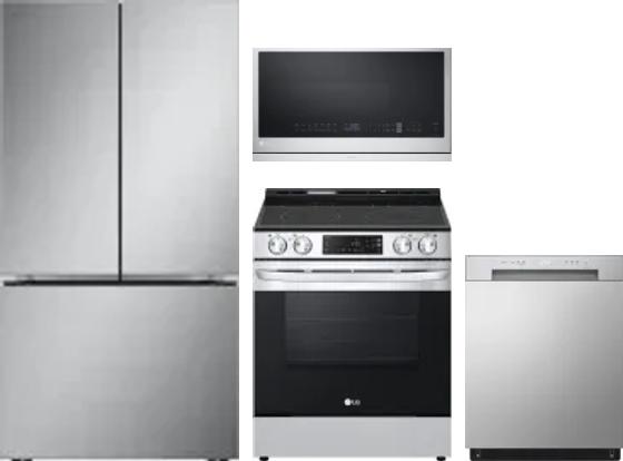 4 Piece Package Includes Refrigerator, Range, Microwave And Dishwasher