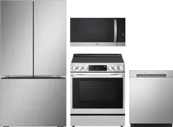 4 Piece Package Includes Refrigerator, Range, Microwave And Dishwasher