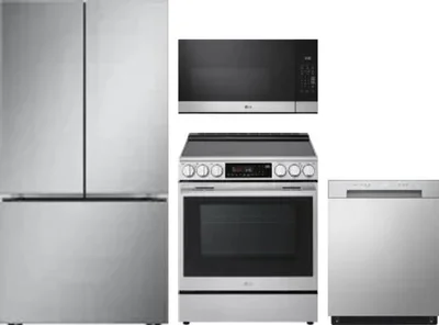 4 Piece Package Includes Refrigerator, Range, Microwave And Dishwasher