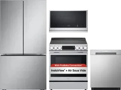 4 Piece Package Includes Refrigerator, Range, Microwave And Dishwasher