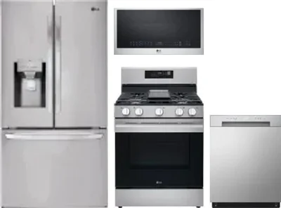 4 Piece Package Includes Refrigerator, Range, Microwave And Dishwasher