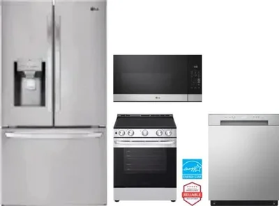 4 Piece Package Includes Refrigerator, Range, Microwave And Dishwasher