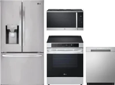 4 Piece Package Includes Refrigerator, Range, Microwave And Dishwasher