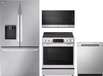 4 Piece Package Includes Refrigerator, Range, Microwave And Dishwasher