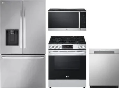 4 Piece Package Includes Refrigerator, Range, Microwave And Dishwasher