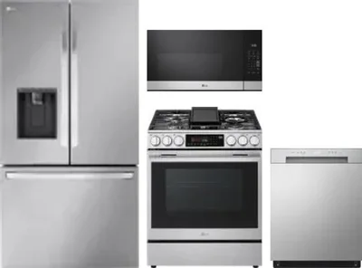 4 Piece Package Includes Refrigerator, Range, Microwave And Dishwasher