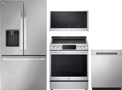 4 Piece Package Includes Refrigerator, Range, Microwave And Dishwasher