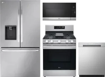 4 Piece Package Includes Refrigerator, Range, Microwave And Dishwasher
