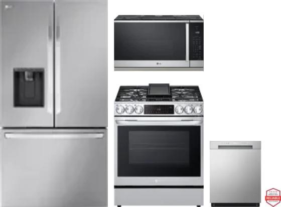 4 Piece Package Includes Refrigerator, Range, Microwave And Dishwasher