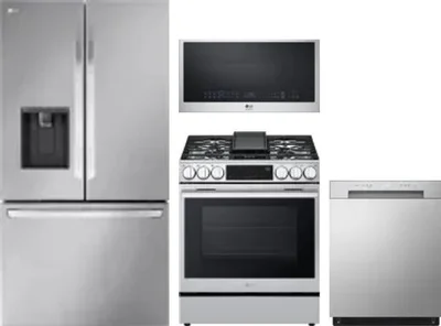 4 Piece Package Includes Refrigerator, Range, Microwave And Dishwasher