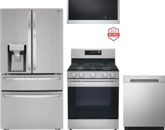 4 Piece Package Includes Refrigerator, Range, Microwave And Dishwasher