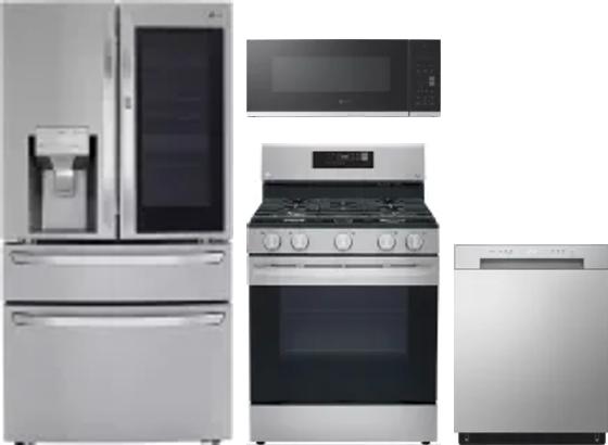 4 Piece Package Includes Refrigerator, Range, Microwave And Dishwasher