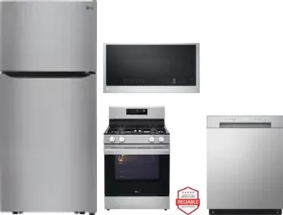 4 Piece Package Includes Refrigerator, Range, Microwave And Dishwasher