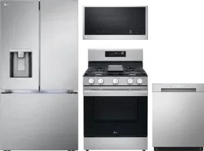 4 Piece Package Includes Refrigerator, Range, Microwave And Dishwasher