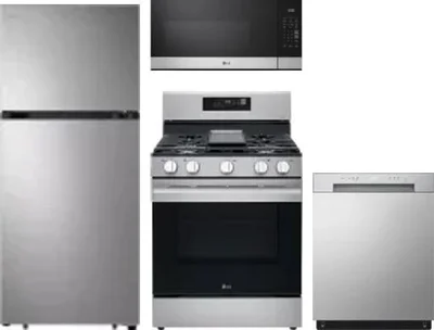 4 Piece Package Includes Refrigerator, Range, Microwave And Dishwasher