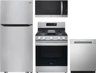 4 Piece Package Includes Refrigerator, Range, Microwave And Dishwasher