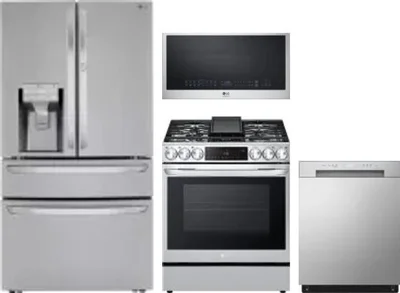 4 Piece Package Includes Refrigerator, Range, Microwave And Dishwasher