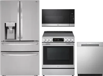 4 Piece Package Includes Refrigerator, Range, Microwave And Dishwasher