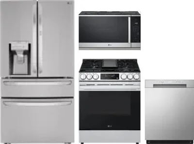 4 Piece Package Includes Refrigerator, Range, Microwave And Dishwasher