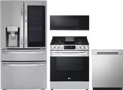 4 Piece Package Includes Refrigerator, Range, Microwave And Dishwasher