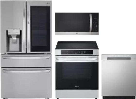 4 Piece Package Includes Refrigerator, Range, Microwave And Dishwasher