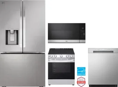 4 Piece Package Includes Refrigerator, Range, Microwave And Dishwasher