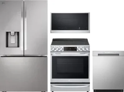 4 Piece Package Includes Refrigerator, Range, Microwave And Dishwasher
