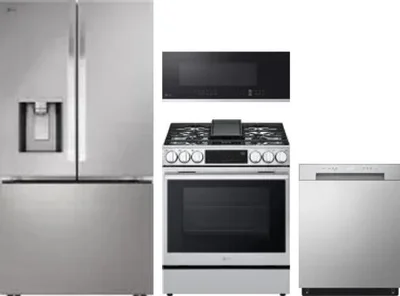 4 Piece Package Includes Refrigerator, Range, Microwave And Dishwasher