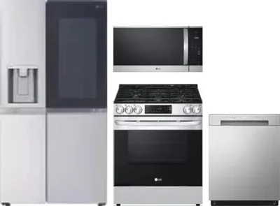 4 Piece Package Includes Refrigerator, Range, Microwave And Dishwasher