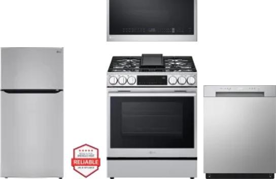 4 Piece Package Includes Refrigerator, Range, Microwave And Dishwasher