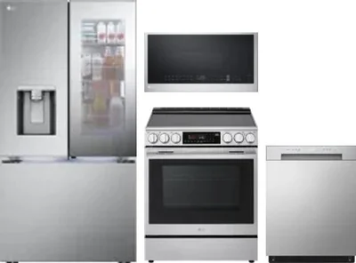 4 Piece Package Includes Refrigerator, Range, Microwave And Dishwasher