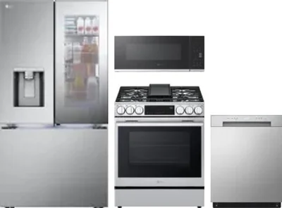 4 Piece Package Includes Refrigerator, Range, Microwave And Dishwasher