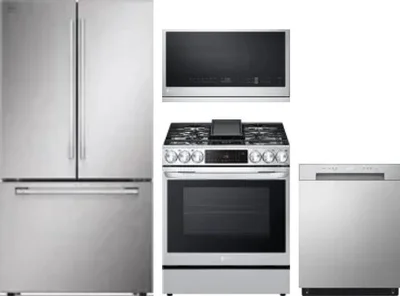 4 Piece Package Includes Refrigerator, Range, Microwave And Dishwasher