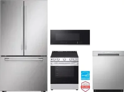 4 Piece Package Includes Refrigerator, Range, Microwave And Dishwasher
