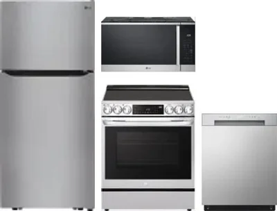 4 Piece Package Includes Refrigerator, Range, Microwave And Dishwasher