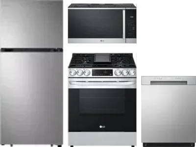 4 Piece Package Includes Refrigerator, Range, Microwave And Dishwasher