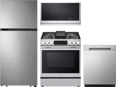 4 Piece Package Includes Refrigerator, Range, Microwave And Dishwasher