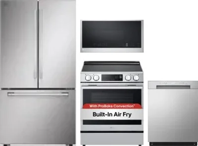 4 Piece Package Includes Refrigerator, Range, Microwave And Dishwasher