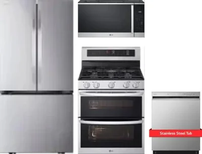 4 Piece Package Includes Refrigerator, Range, Microwave And Dishwasher