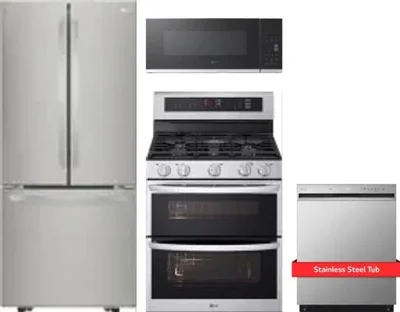4 Piece Package Includes Refrigerator, Range, Microwave And Dishwasher