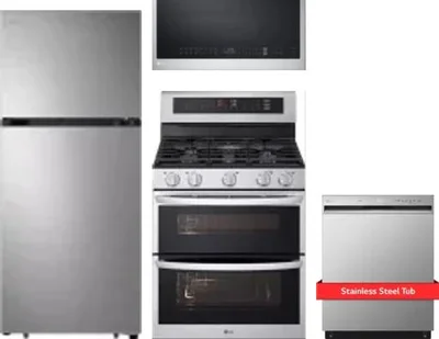 4 Piece Package Includes Refrigerator, Range, Microwave And Dishwasher