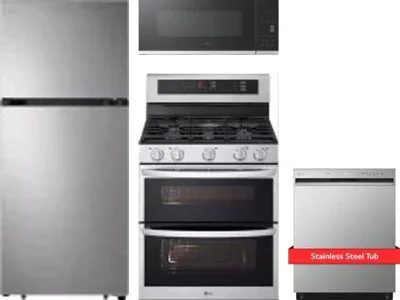 4 Piece Package Includes Refrigerator, Range, Microwave And Dishwasher